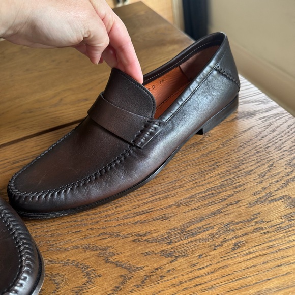 Santoni‎ Dark Brown Leather Loafers Made in Italy - Picture 7 of 16